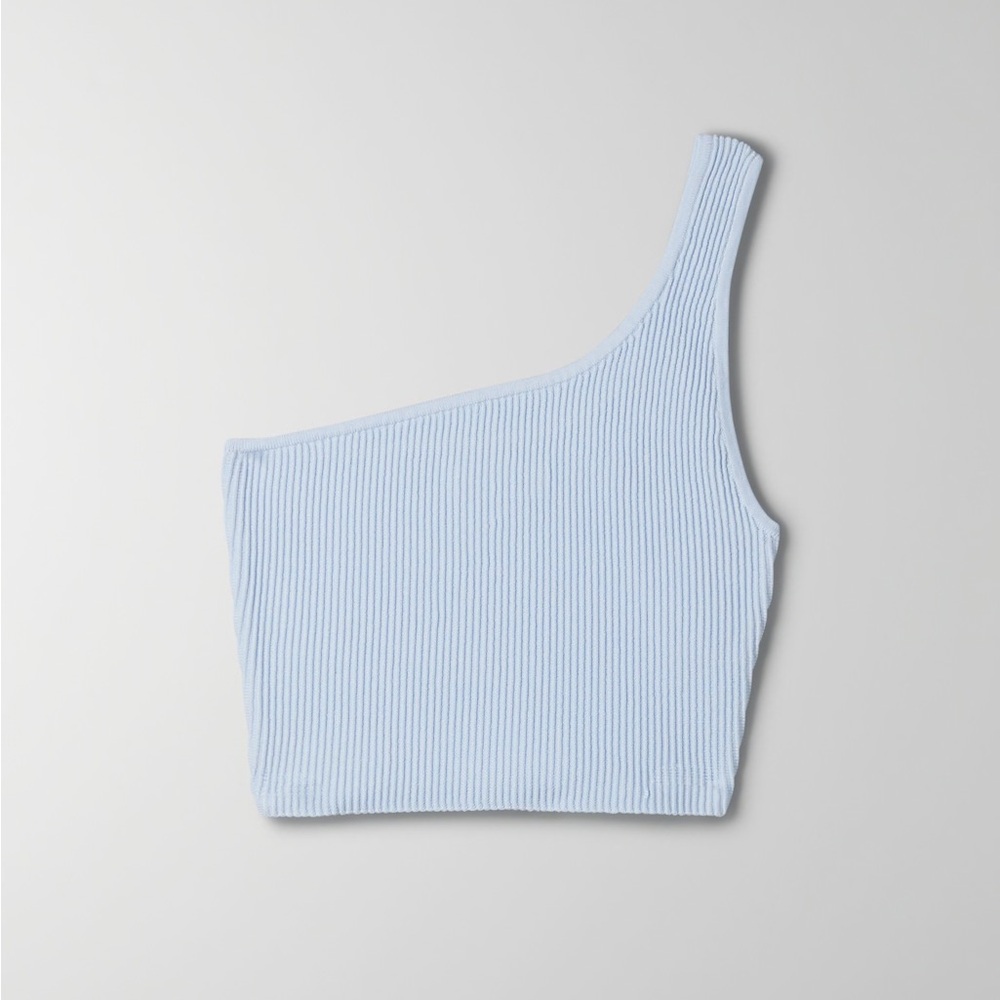 Aritzia Babaton Sculpt Knit One Shoulder Tank Light Blue